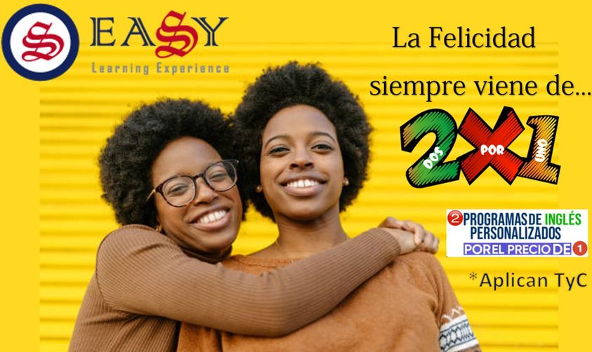 Tenemos 2 Programas Personalizados de Inglés por el valor de 1.
*Aplican TyC. Oferta Valida desde el 1 de Junio de 2022 a 31 Diciembre de 2022.
*TÉRMINOS Y CONDICIONES CAMPAÑA COMERCIAL 2X1*
EASY LEARNING EXPERIENCE realizará la campaña comercial denominada “2X1”, actividad que se desarrollará con motivo de la celebración de nuestro aniversario número 10, conforme a las condiciones descritas y contenidas en este documento.
•2 Programas Personalizados para dos (2) personas por el valor de un (1) programa.
•Programa equivalente a $850.368 pesos mensuales.
•Pago por anticipado de 6 meses $5.102.208 Pesos.
•Clases 100% virtuales.
•12 horas mensuales para cada programa (144 horas totales el semestre)
•Promoción valida de Junio de 2022 a Diciembre 2022.
•No aplica para programas Corporativos.
Cel: 3244308686